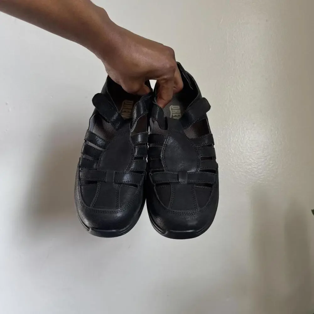 Vintage Drew black‎ Leather Fisherman Gorpcore Comfort shoes size 8W